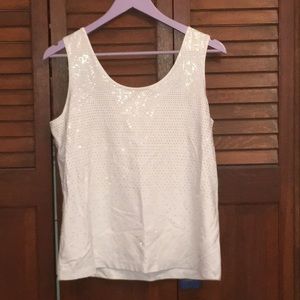 White Chico’s Tank Top with Silver Detailing